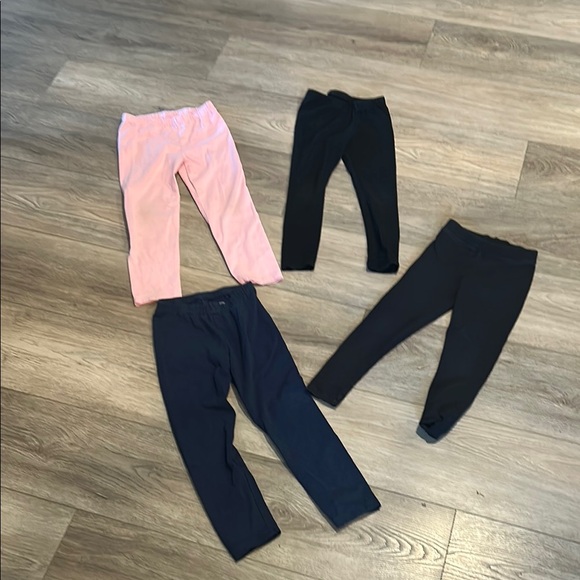 Wonder Nation Pink and Black Leggings Set Stretchy Comfortable Bottoms 4-5T Girl - Picture 1 of 7
